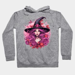 Pink Halloween Witch Portrait #2 Hoodie